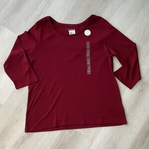 Pima Cotton Charter Club Womens Size 2X Red Long Sleeve Shirt